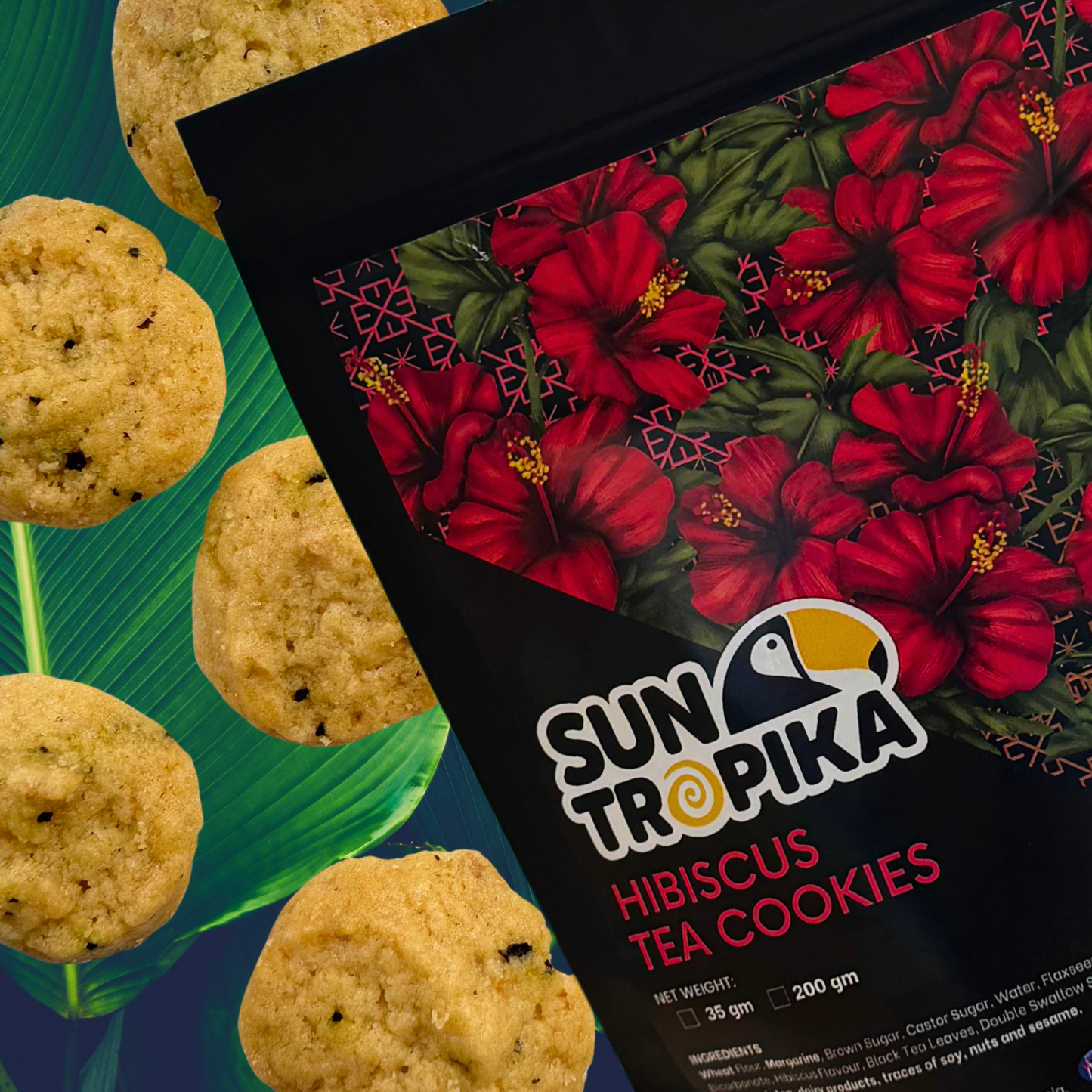 SunTropika Cookie Bag - Hibiscus Tea Cookies (35G) - The Skinny Bakers